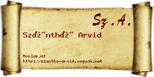 Szánthó Arvid névjegykártya